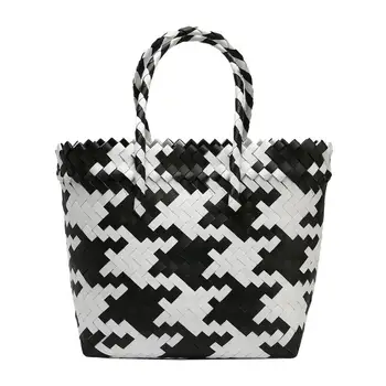 

Hit Color Weave Shoulder Handbags Women Top-handle Bags PVC Shopping Totes Bolsa Masculina Sac Femme Womens Bags bolsa feminina