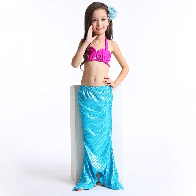 Cheap Cosplay Mermaid Swimsuit 3 Pieces sets Children's swimwear 100% Polyester swimsuit Mermaid Tail Bikini Girls Cheap Cosplay Mermaid Swimsuit 3 Pieces sets Children's swimwear 100% Polyester swimsuit Mermaid Tail Bikini Girls