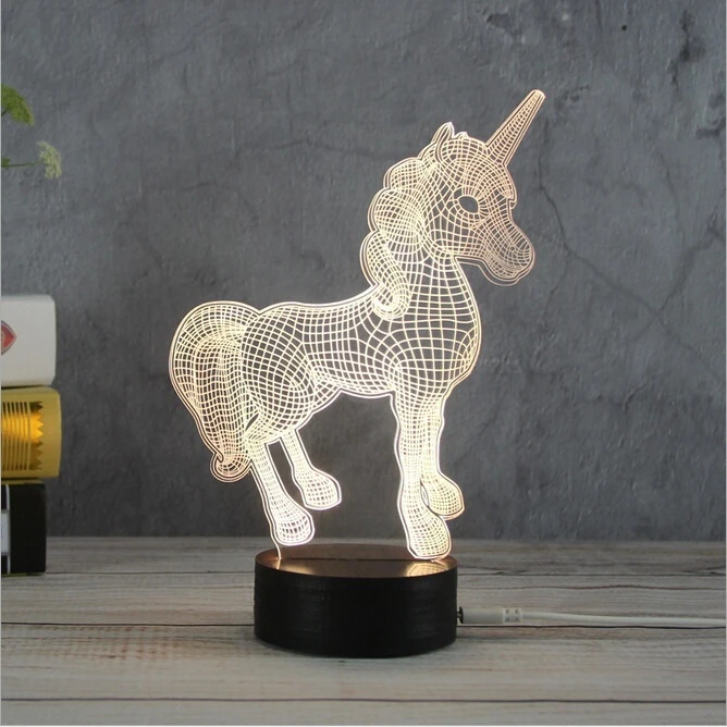 

New 3D Unicorn Night Lights Creative Acrylic LED Light Table Lamp Decotation Lights for Home Kids Room Gift Night Light Vision