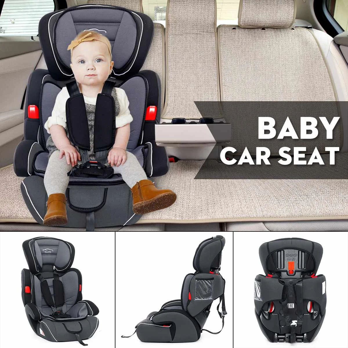 

Adjustable Baby Car Safety Seat for Armchair 9-36KG Group 1/2/3 Five-Point Harness Baby Booster Seats 9months to 12years