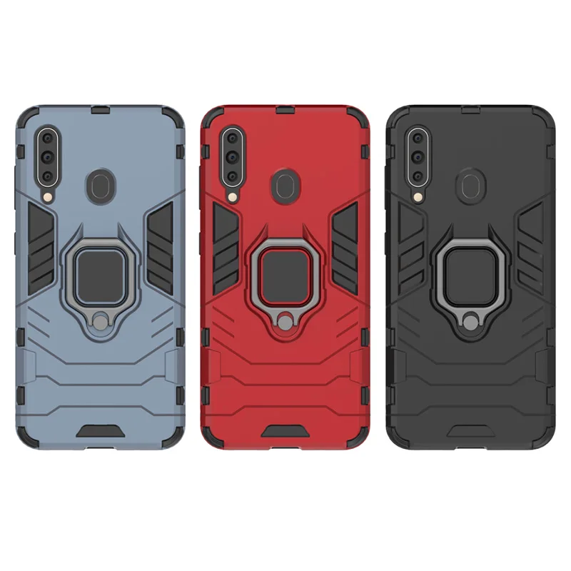 Phone Case For Samsung Galaxy A60 Silicone Armor Back Shockproof Cover For Samsung Galaxy A60 Magnetic Finger Ring Holder