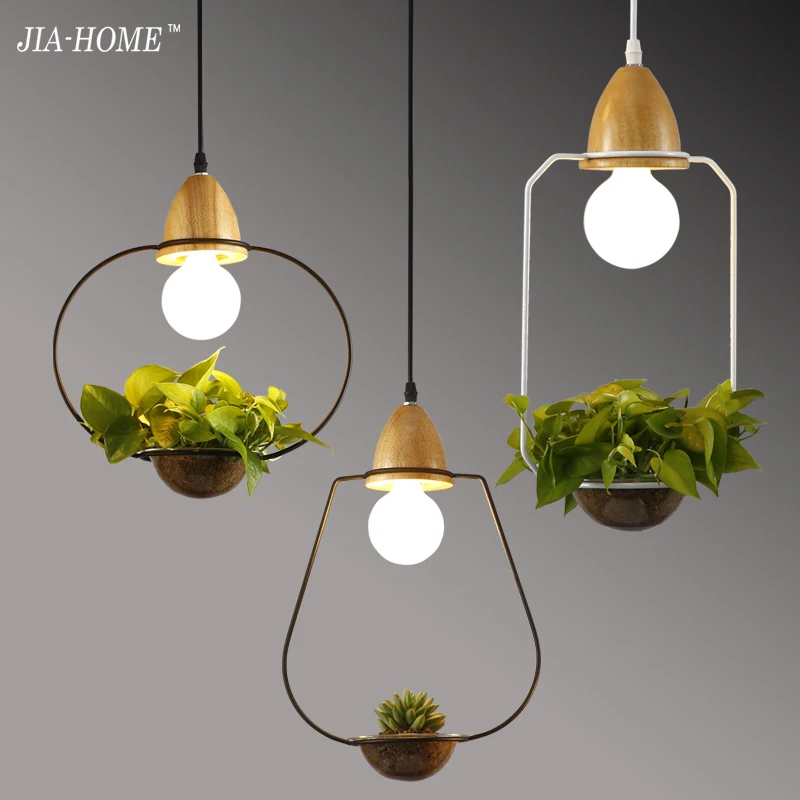 

Solid Wood Chandeliers For Living Room Bedroom white black lampshade art Style Surface Mount E27 Lamps Lighting Fixtures