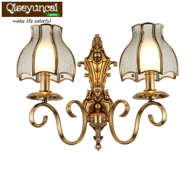 Qiseyuncai European And American Style Living Room Copper Wall Lamp