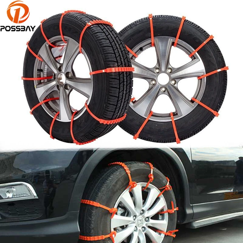 

POSSBAY 10Pcs Snow Chains for Car Tire Wheel Belt Anti Slip Anti-skid Auto Wheels Belt Tyres Chain Non Slip Tires Car Parts