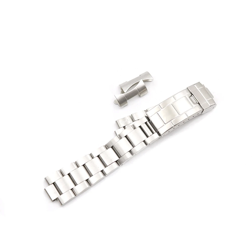 CARLYWET 20mm Steel Links Hollow Curved End Glide Lock Clasp Watch Band Bracelet for Vintage Submariner Oyster 70216 455B