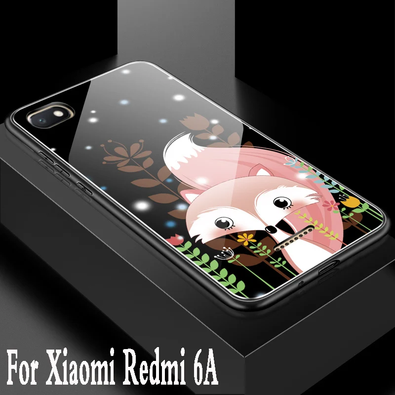 Роскошный чехол для Xiaomi Redmi 6A из закаленного стекла с 3d рисунком мультфильма