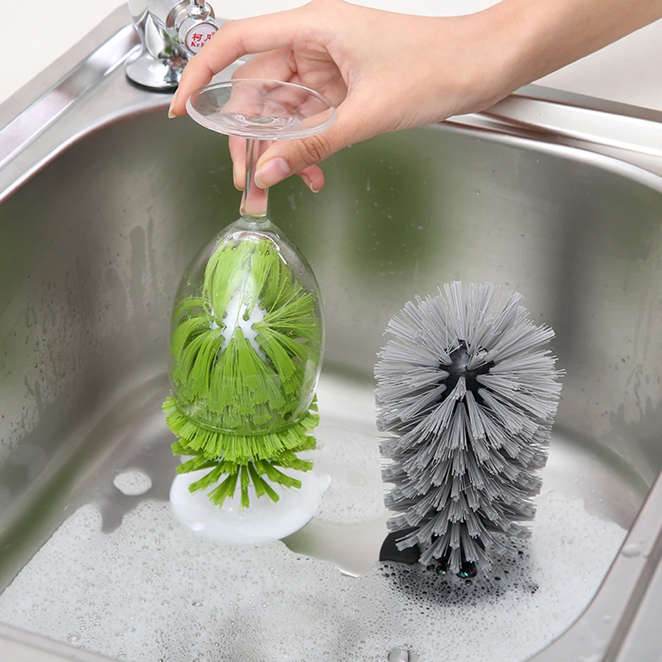 Penkiiy Wall Suction Type Lazy Cup Brush Glass Cleaner Rotating Suction  Kitchen Cleaning Brushes for Cleaning