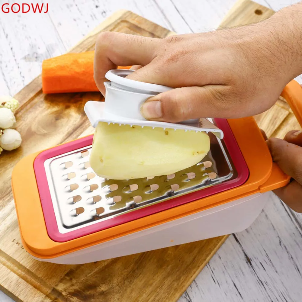 

GODWJ Multifunction Stainless Steel Vegetable Grater Carrot Potato Grater Onion Vegetable Cutter Kitchen Gadgets Accessories