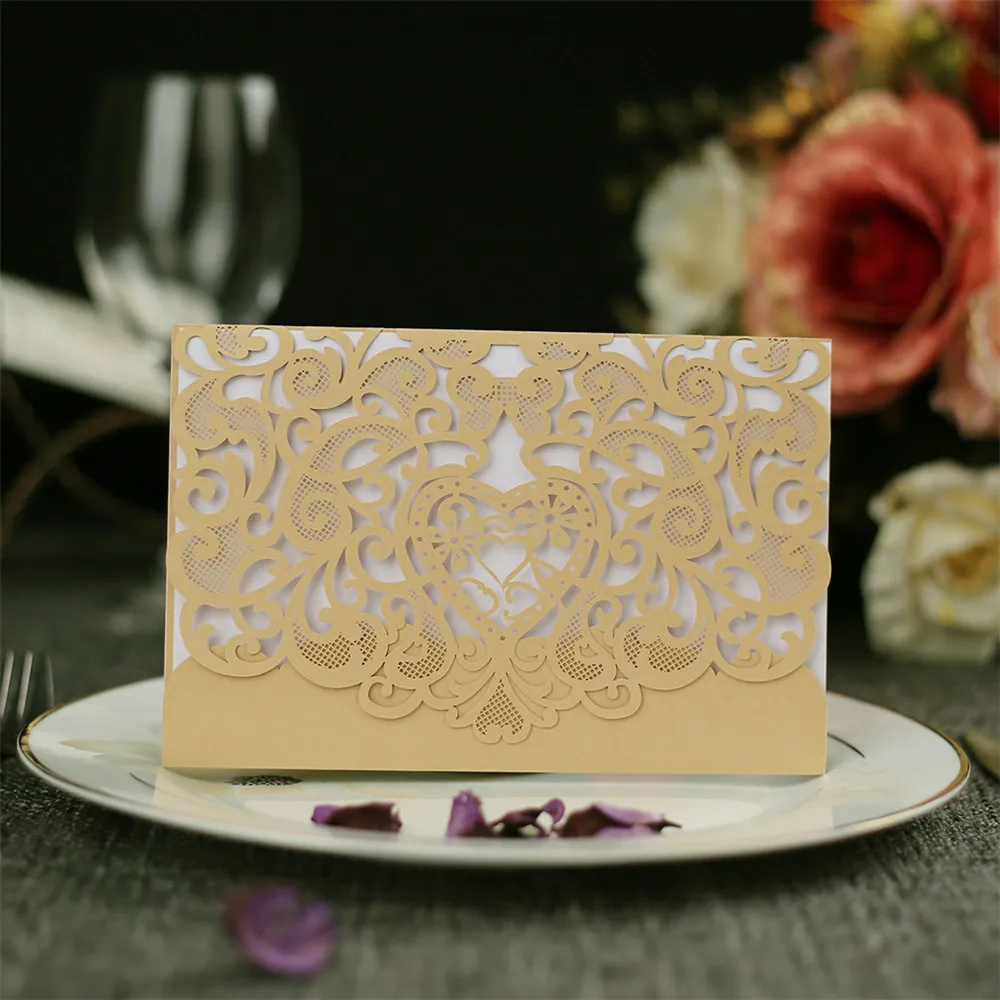  10Pcs Delicate Carved Romantic Wedding Party Supplies Decor Invitation Card Envelope Luxury Wedding - 4.00004E+12