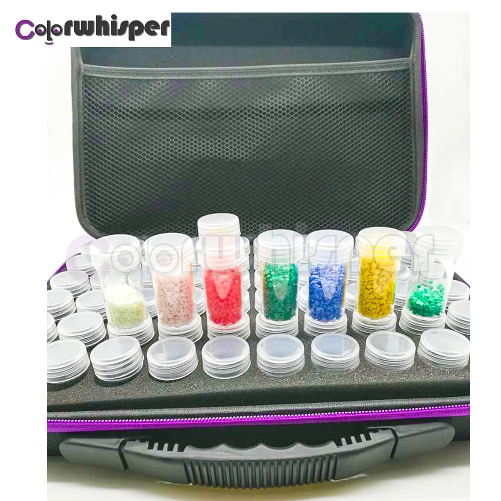 Tanie 60 butelek diament malarstwo Box pojemnik do przechowywania w pełnym Square Carry uchwyt do przechowywania torba na zamek błyskawiczny projekt odporny na wstrząsy wytrzymała