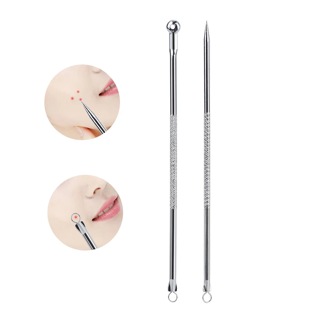 2Pcs Double Side Blackheads Acne Remover Tool Stainless Steel Facial