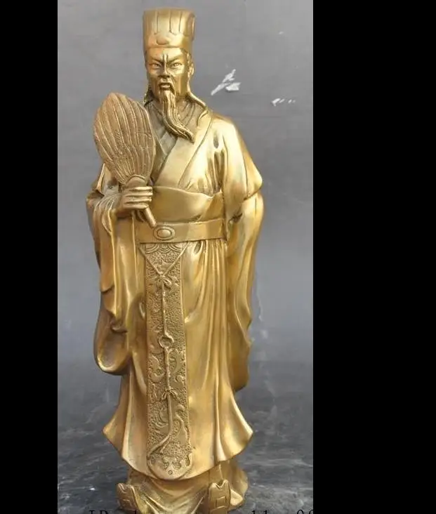 

671105230++China brass 3 Kingdoms Militarist Resourceful Zhu Geliang Zhuge Kongming Statue