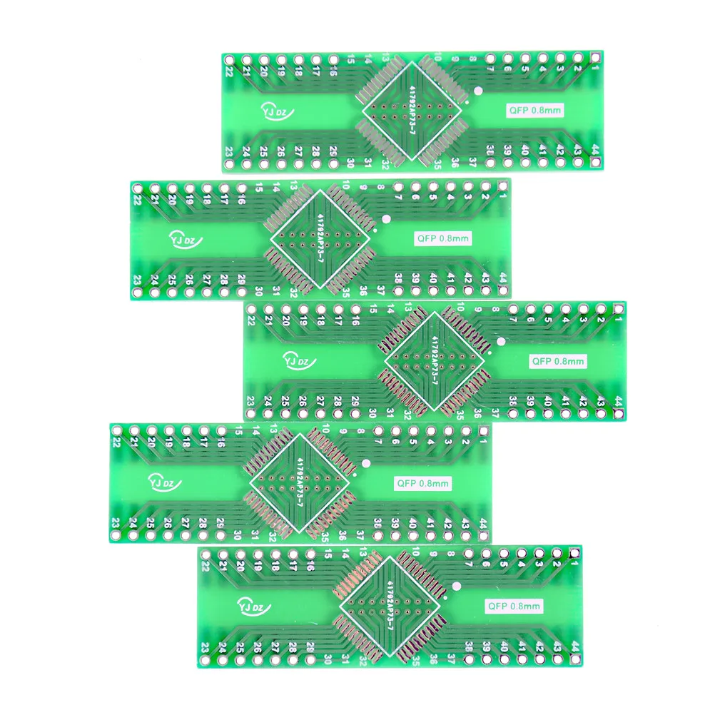 

5 PCS QFP 0.8 mm to DIP 44 2.54 mm Adapter PCB Board Converter 55.88x17.78x1.6 mm 44 Pin Pitch