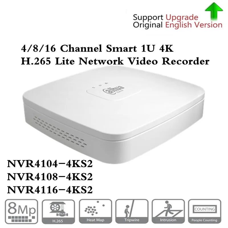 Dahua английская версия мини NVR 4/8CH 1U Сетевой Видео Регистраторы NVR4104-4KS2 NVR4108-4KS2 NVR4116-4KS2 мини PoE NVR