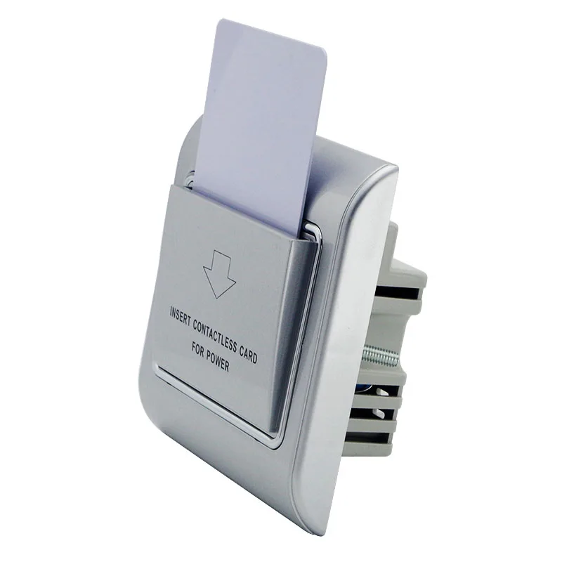 Painel de Prata com Moldura de Prata Delay Switch para Hotel Cartão Disponível 15s 125khz Tk4100 Em4200 Em4100 T5577 Em4305