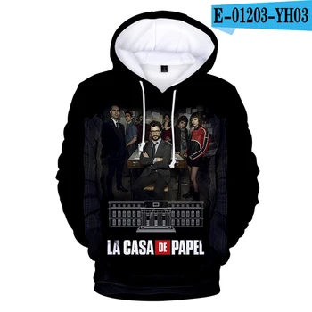 

Hot Sale TV series La casa de papel Money Heist House of Paper 3D Hoodies sweatshirt Men/Women Hip hop Harajuku popular clothes