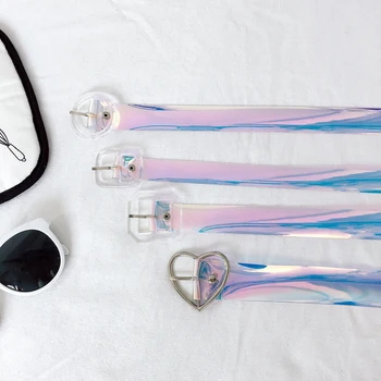 

Harajuku Women Cute Transparent PVC Belt Heart Buckle Waist Sweet Female Belt Fashion Jeans Women Clothing Accessories