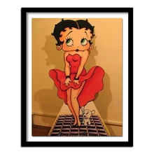 Diamante bordado 5d diy praça pintura diamante ponto cruz dos desenhos animados betty boop diamante kit needlework decoração para casa
