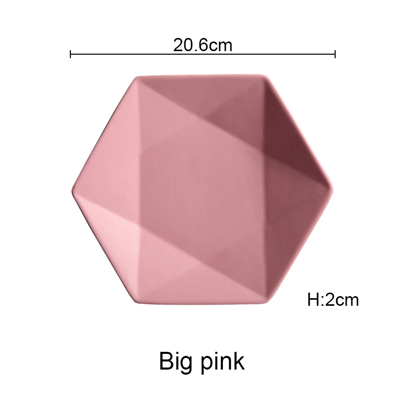 Керамические обеденные тарелки, тарелка из говядины, посуда, шестигранная матовая десертная тарелка, простая и креативная Салатница, блюда Akuhome - Цвет: medium pink