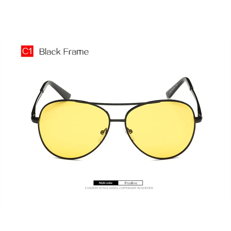 YOOSKE, очки ночного видения, очки, мужские, поляризационные, для вождения, солнцезащитные очки, женские, Ретро стиль, сплав, оправа, желтые, солнцезащитные очки для темного водителя - Цвет линз: C1 Black