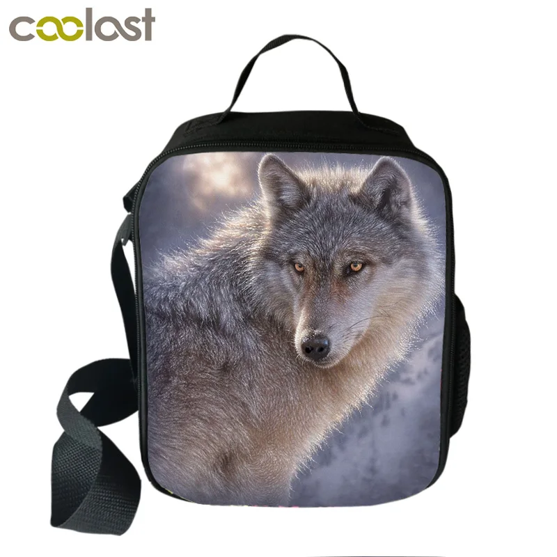 

2019 New Style Wolf Pattern Thermal Insulated Lunch Box Portable Lunch Bag Tote Cooler Bag Pouch Lunch Container