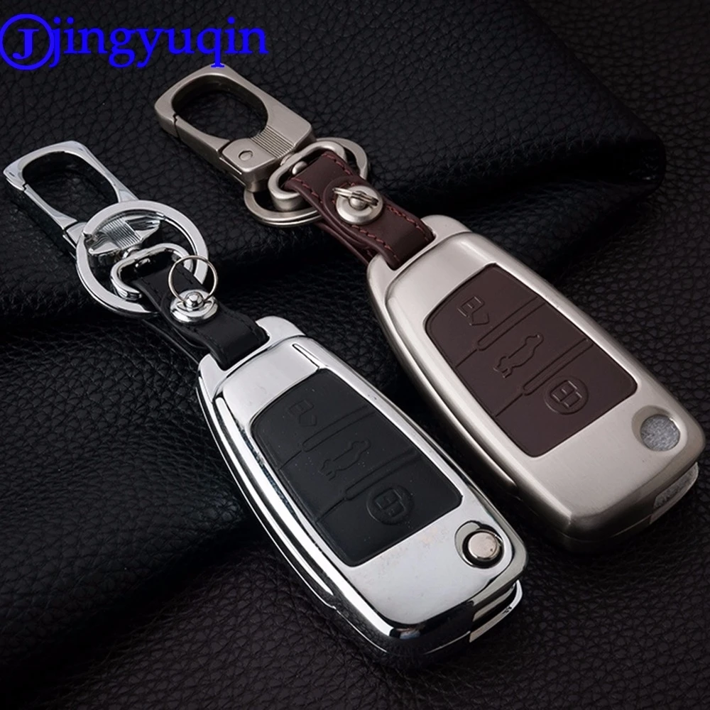 

Remote 3 Buttons Zinc Alloy+Leather Folding Flid Key Cover Case For Audi A4L-A6L-Q5-A3-A8-A5-A7-S5-S6-S7 Key Chain One Set