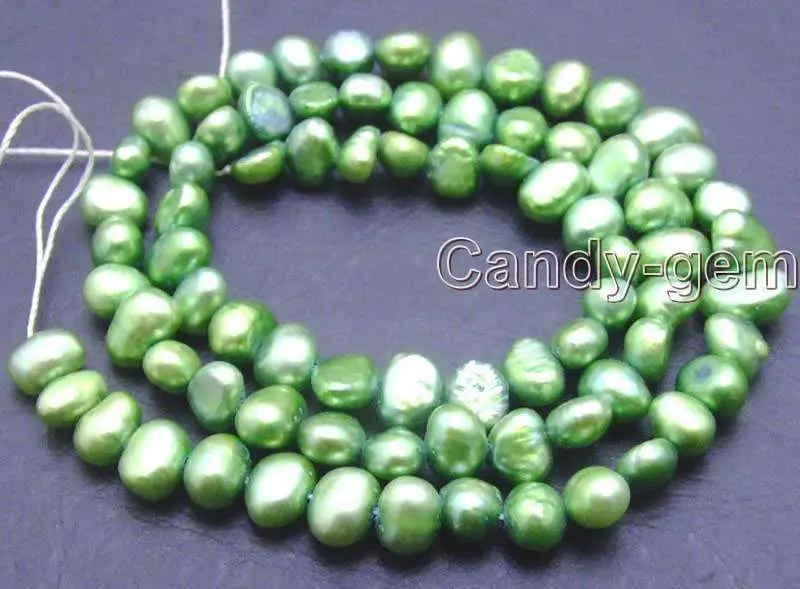 

SALE small 5-6mm Natural Green Freshwater BAROQUE Pearl Loose Bead 14"