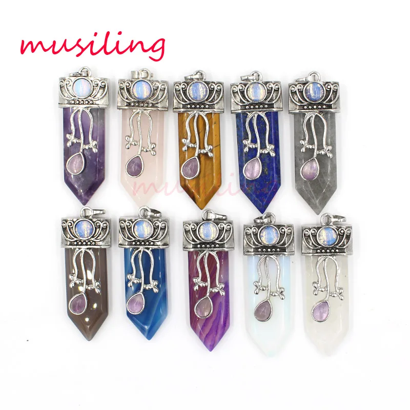 

Pendants Reiki Pendulum Jewelry For Women Silver Plated Sword Natural Stone Charms Amulet Fashion Jewelry Free Shipping 10pcs