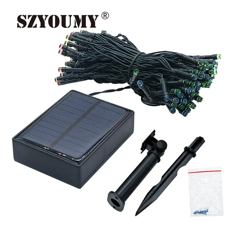 

SZYOUMY 8 Modes Multi-color LED Solar Powered & USB Rechargeable String Light Outdoor Fairy Lamp Waterproof Outdoor Decoration