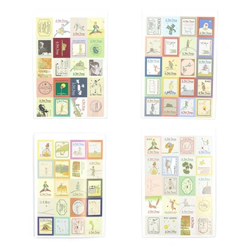 

4 PCS/Pack Retro Little Prince Vintage Folding Stamps Stickers DIY Paper Decorative Stickers Europe Style Stationery Stickers