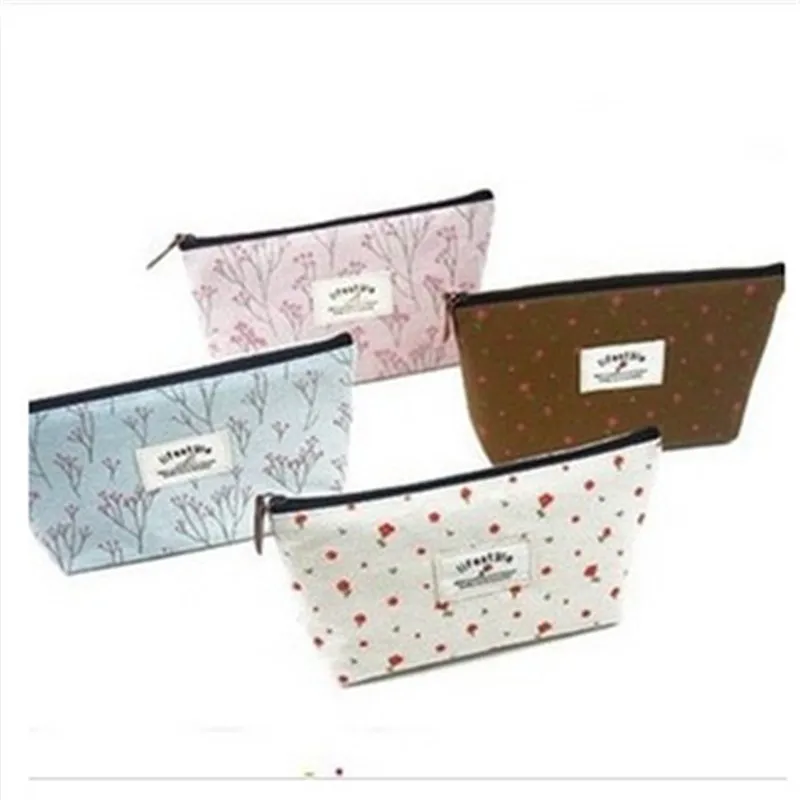 أزياء النساء أكياس التجميل الطازجة لطيف قماش متعددة الوظائف الزهور ماكياج المنظم حقيبة سيدة الزينة السفر أكياس
