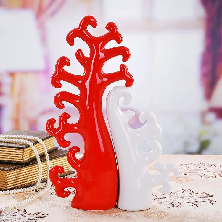 

red ceramic Pachira lucky tree home decor crafts room decoration ceramic kawaii ornament porcelain figurines wedding decorations