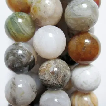 

Genuine Silver Needle Agate Beads - Round 10 mm Gemstone Beads - Full Strand 16", 39 beads