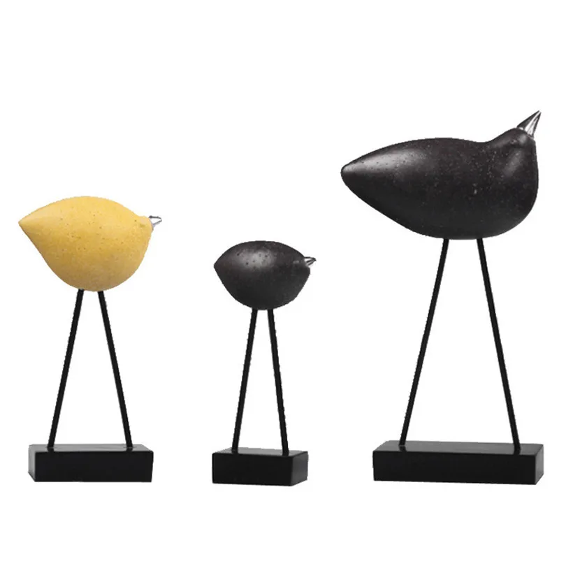  Creative Craft a Family of Three Sandstone Bird Statue Animal Ornaments Bird Sculpture for Decorati - 32969787065