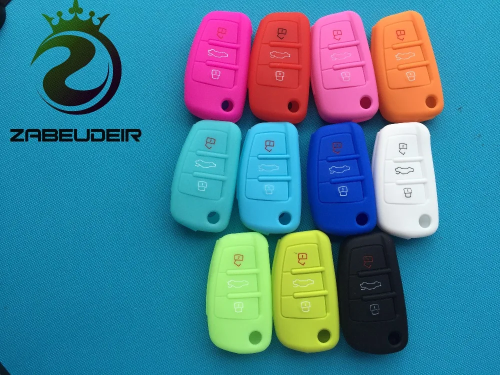 

Pusakieyy 1pc New Replacement Silicone Key Case Cover For Audi A3 A4 A6 A8 TT Q7 S6 3 Button Smart Remote flip Fob blank shell