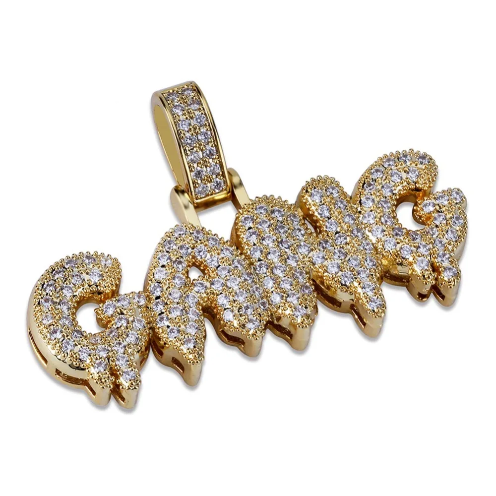 TOPGRILLZ ожерелье с кулоном из Кубического циркония с буквами в виде пузырьков для мужчин и женщин в стиле хип-хоп золотого и серебряного цвета CZ ожерелье Подарки