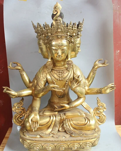 

JP S0524 32" Tibetan Buddhism Bronze Gild Seat Namgyalma & Ushnishavijaya Buddha Statue Discount 35%