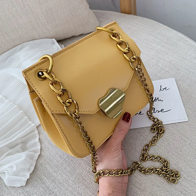 

Chain Crossbody Bags For Women 2019 New Pu Leather Shoulder Messenger Bag Female Solid Color Handbags Lock Hand Bag