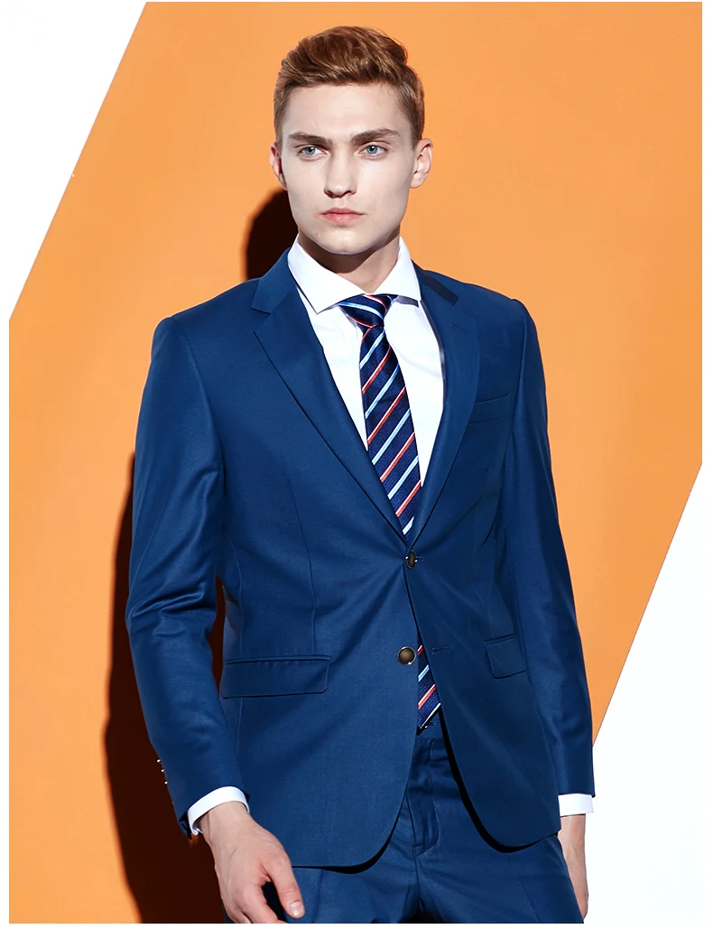 2020 New Navy Blue Men's Business Suits Blazer Set Wedding Suits Slim Fit for Men Blazer Men Notched Lapel 2 Pieces Two Buttons