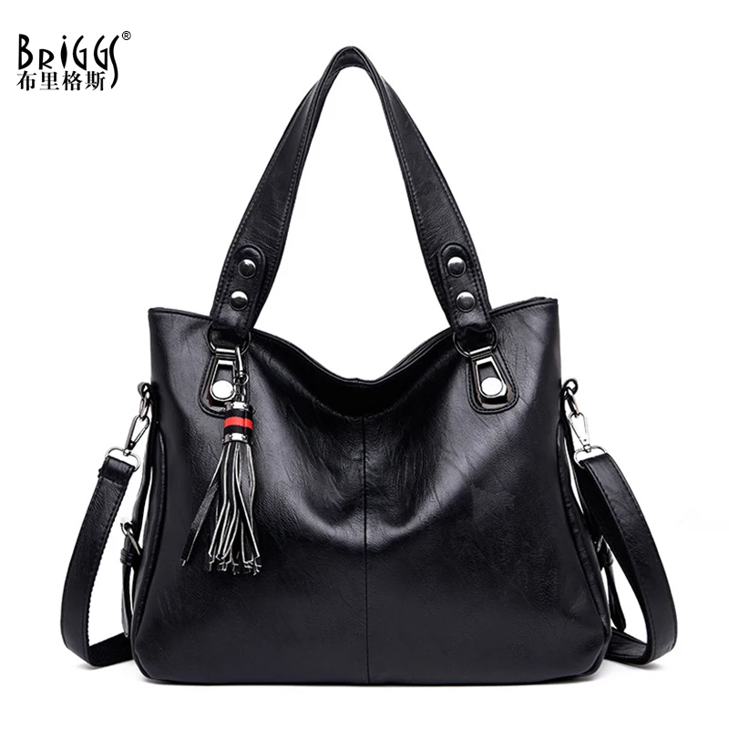 New Classic Luxury Handbag Tassel Women Bag Designer Famous Brands PU Leather Bag Large ...