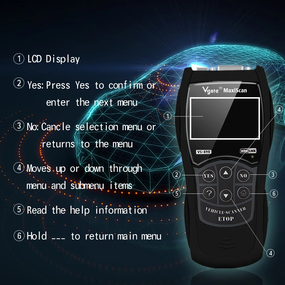 Vgate VS890 сканер Maxiscan диагностический инструмент obd2 сканер автомобильный диагностический код считыватель совместимый с SAE j1989 лучше ELM327 V1.5