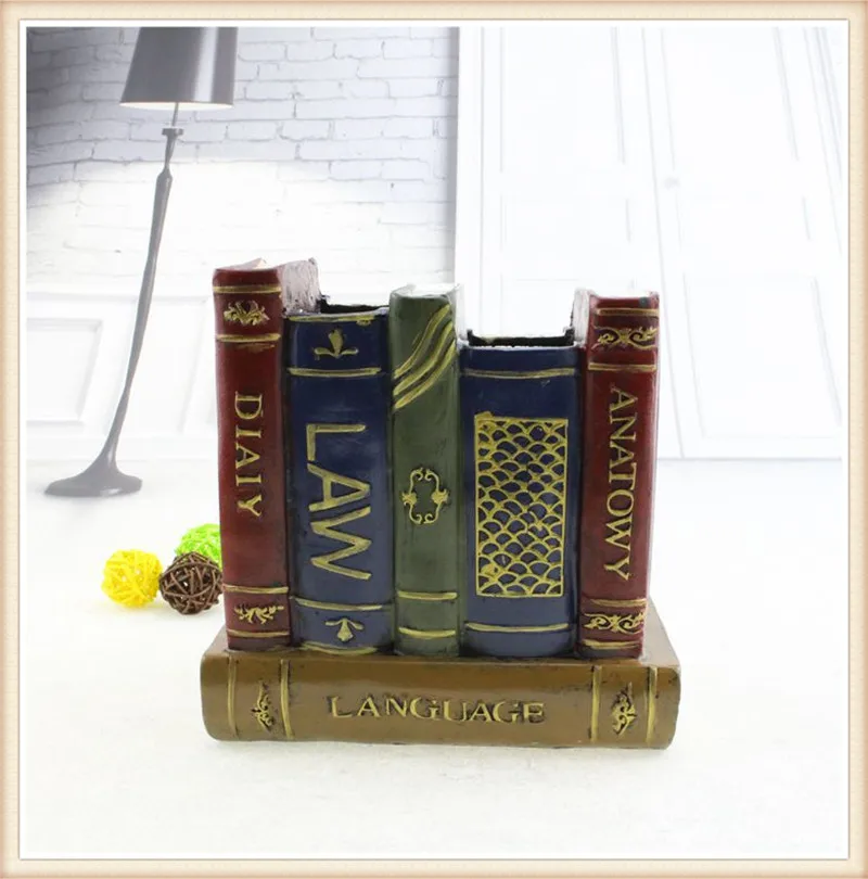 Retro resin book pen holder Decoration Creative office desktop