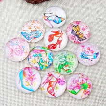 Различные тип высокого обувь на каблуке стеклянные кабошоны мозаика печатных стекло купол Кабошоны мозаичная плитка для ремесел 50 шт