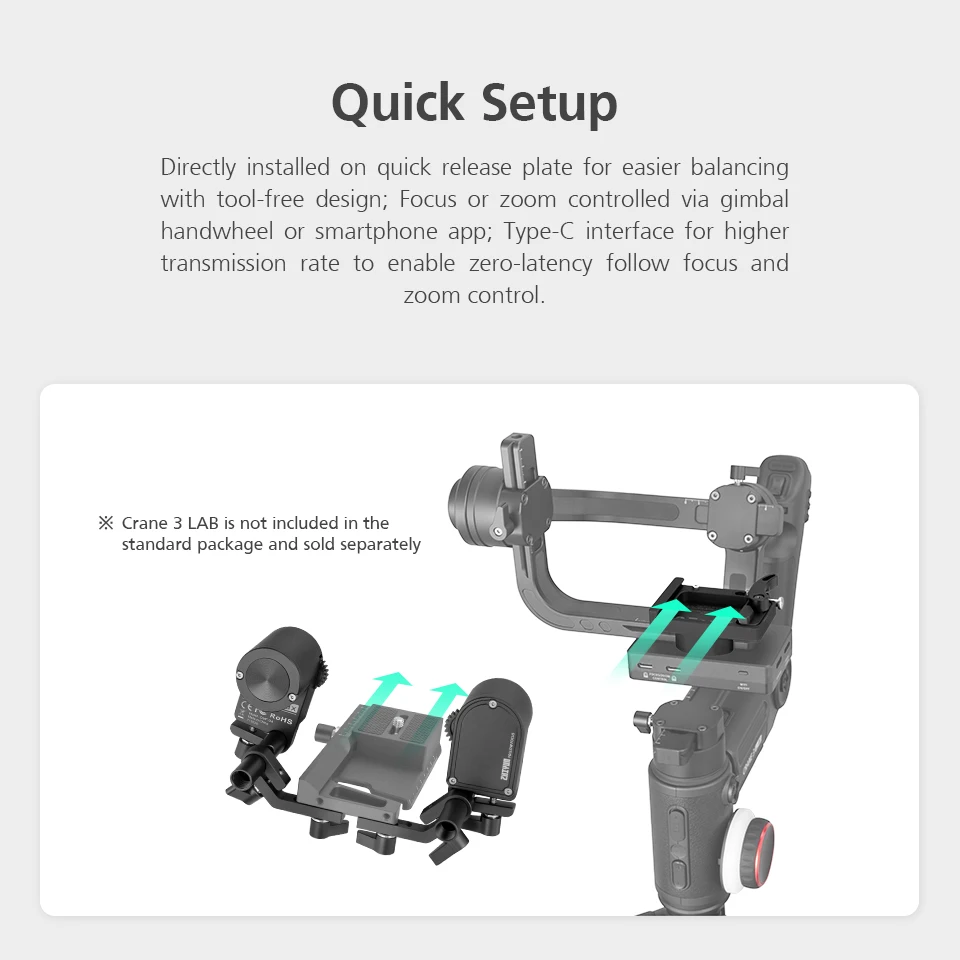 Clearance Zhiyun TransMount Crane 3 LAB Focus and Zoom Combo Kits (Max & Lite) 11