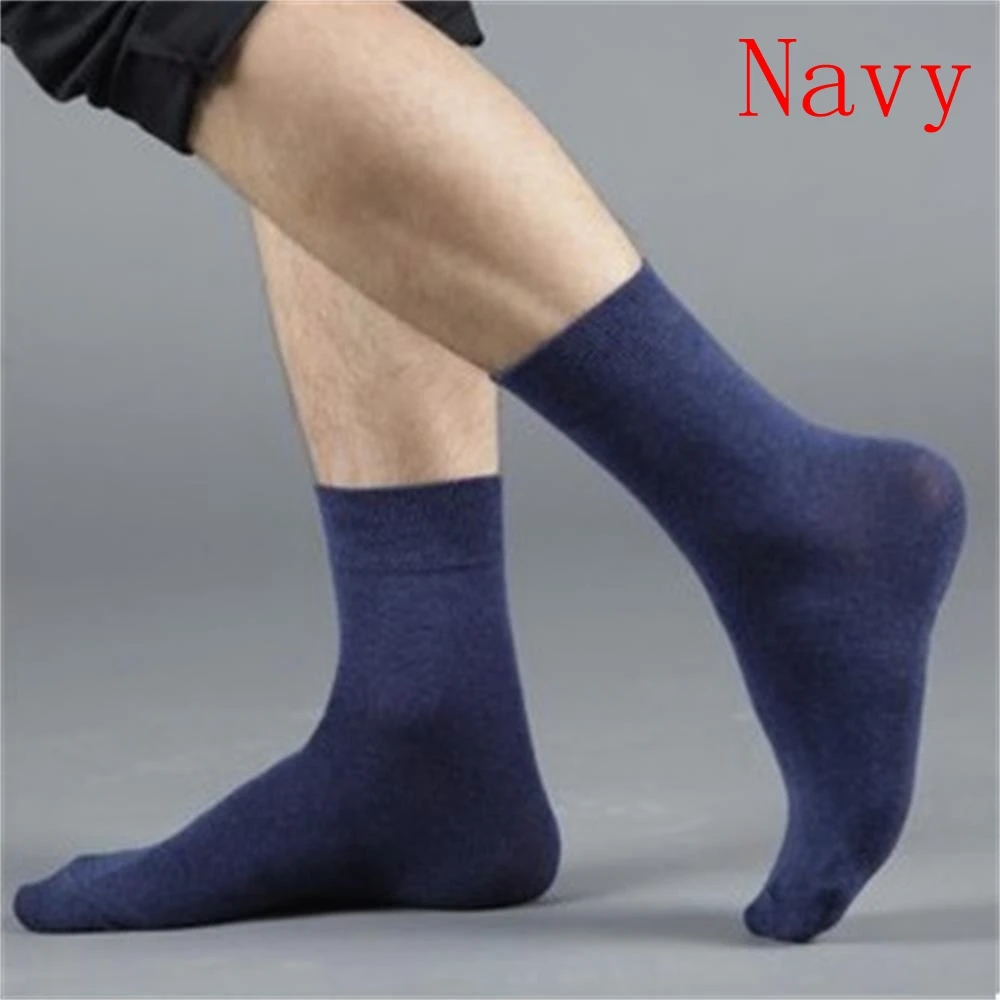 1 пара мужских носков высокое качество чистый цвет 80% шерстяные зимние носки теплые носки дышащие мужские носки 5 цветов - Цвет: navy