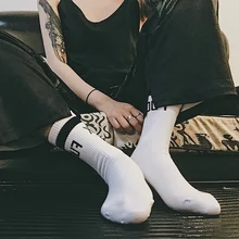 Новинка, мужские и женские носки с буквенным принтом F, в стиле хип-хоп, Харадзюку, черные, белые, в уличном стиле, крутые носки для скейтборда