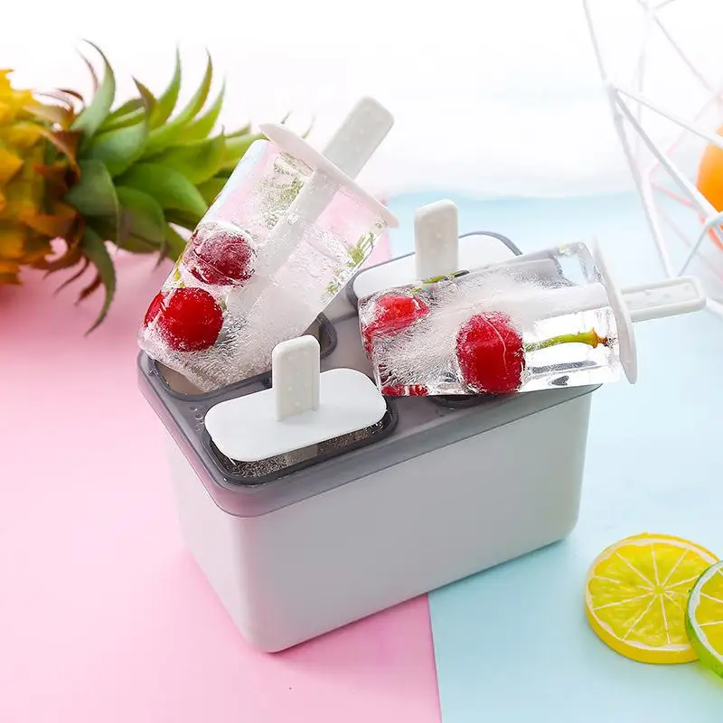 DIY Форма для изготовления мороженого креативная форма для изготовления Мороженого Мороженое коробка домашние Формочки Для Мороженного «фруктовый лед» четыре сетки
