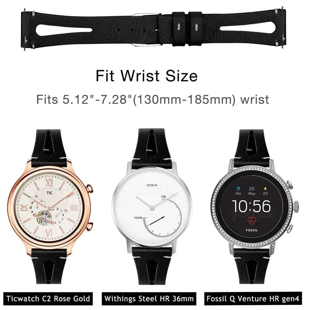 Ремешок для часов Fossil классический кожаный ремешок 18 мм Ticwatch C2 RoseGold Q Venture Gen3/Gen