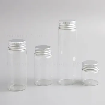 

Clear Screw Neck Glass Bottles With Aluminum Cap 20ml 3/2oz Transparent Refillable Vials Containers Tubes 30pcs
