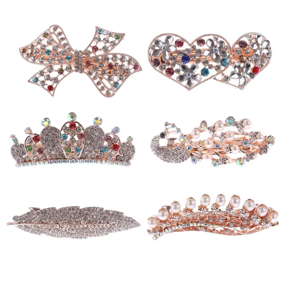 

1PC Popular Fashion Women Girl Crystal Drill Barrette Heart Peacock Crown Butterfly Barrettes Party Hair Clip Hair Accessories